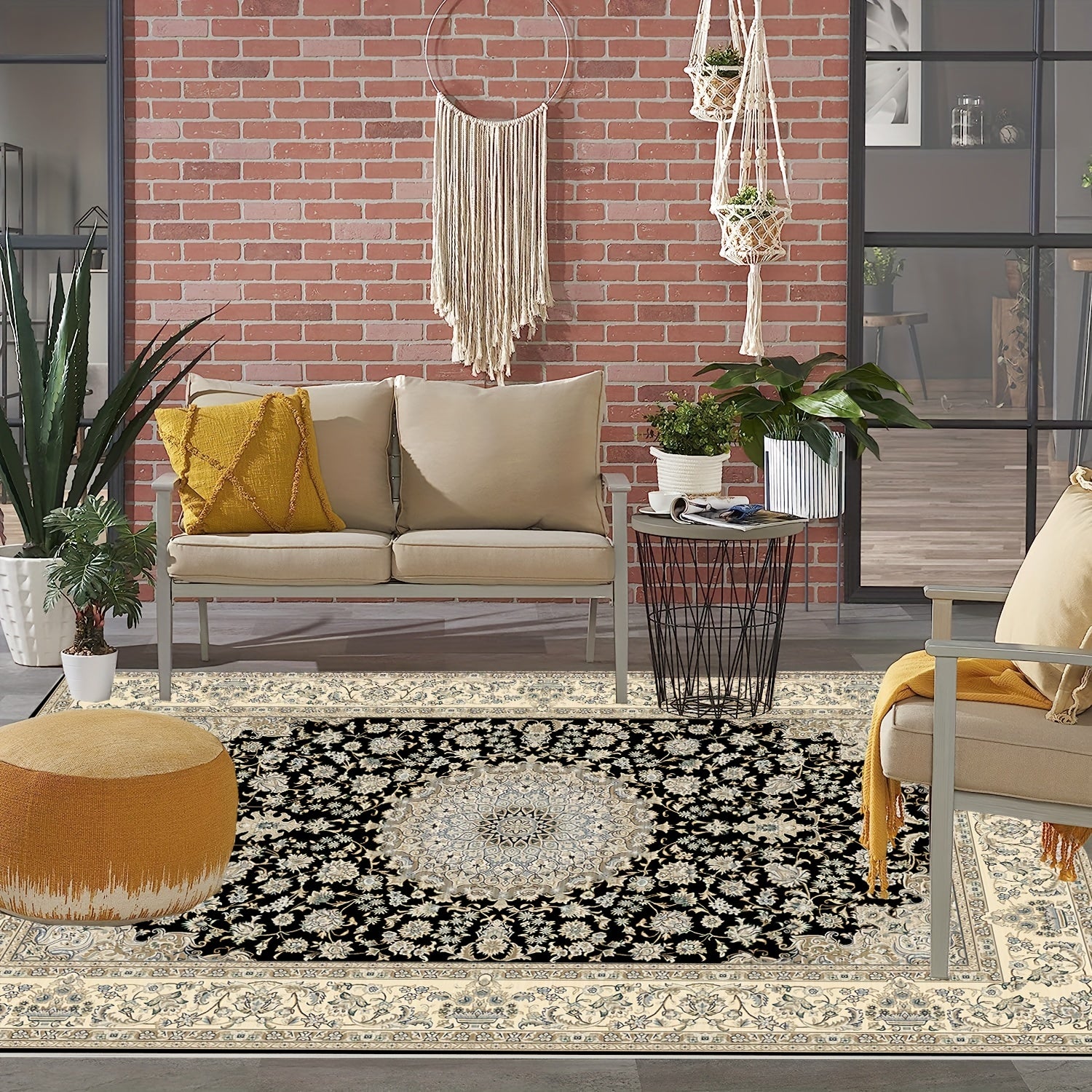 Persian Boho Area Rug Soft Large Machine Washable Non Slip Backing