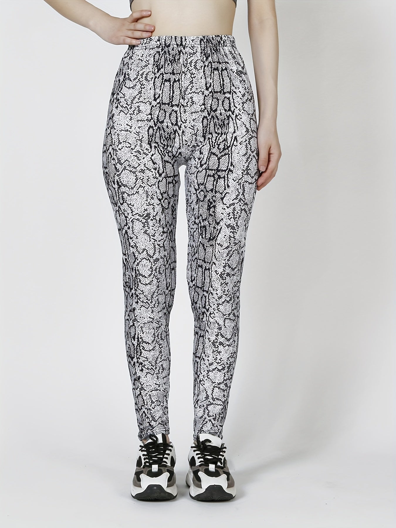 Leopard Print Skinny Leggings Stretchy Casual Leggings Women's Clothing