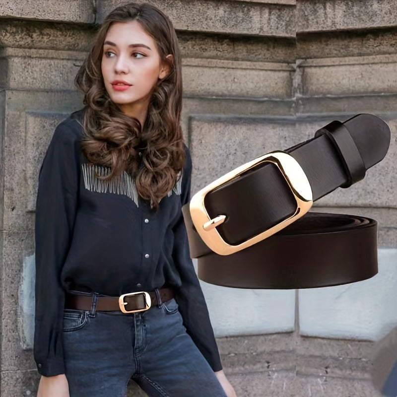 Vintage Leather Belt Solid Casual Jeans Belt for Women