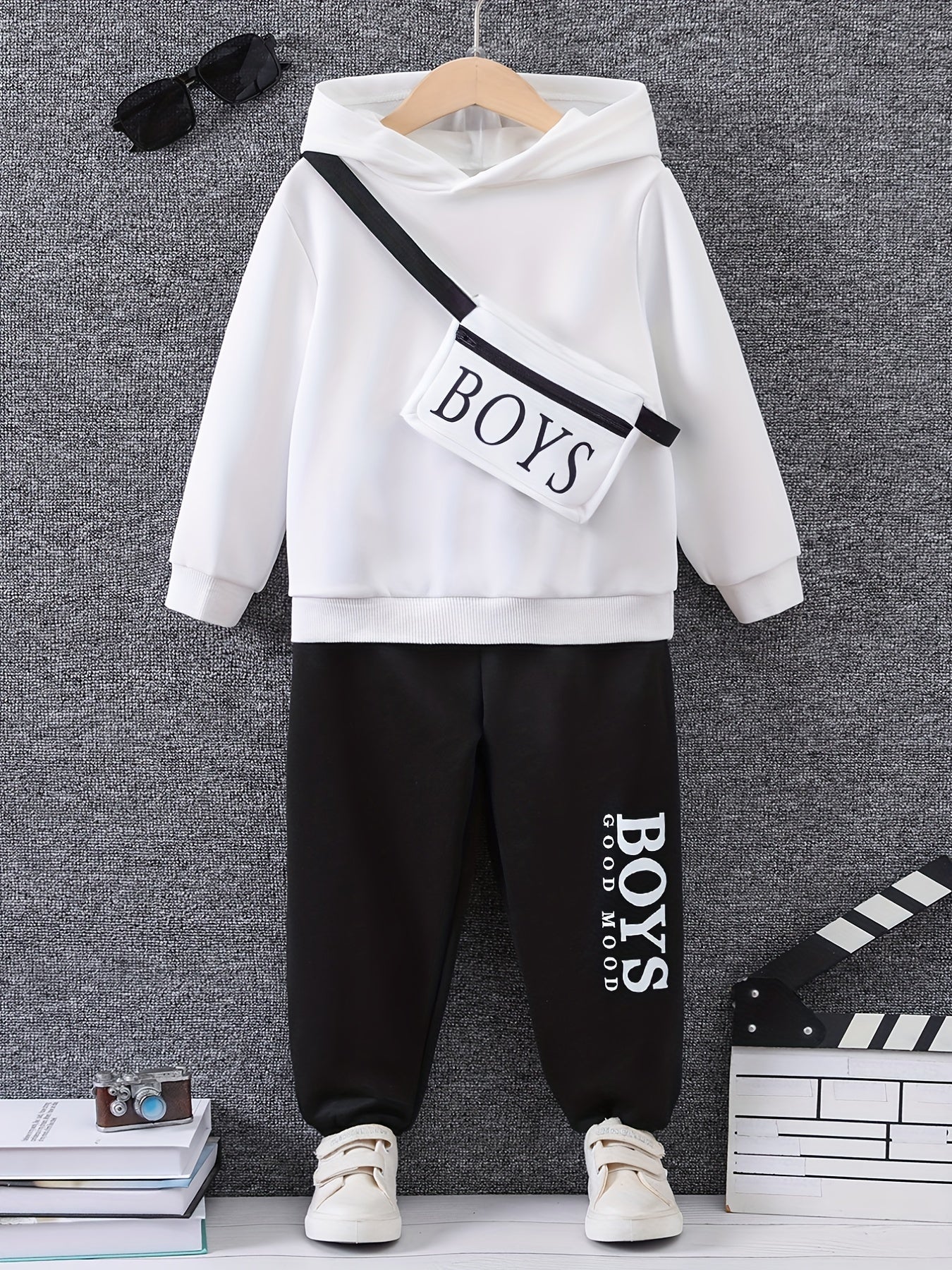 Boys 3pcs Hoodie Sweatshirt & Pants Set GOOD MOOD BOYS Print