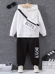 Boys 3pcs Hoodie Sweatshirt & Pants Set GOOD MOOD BOYS Print