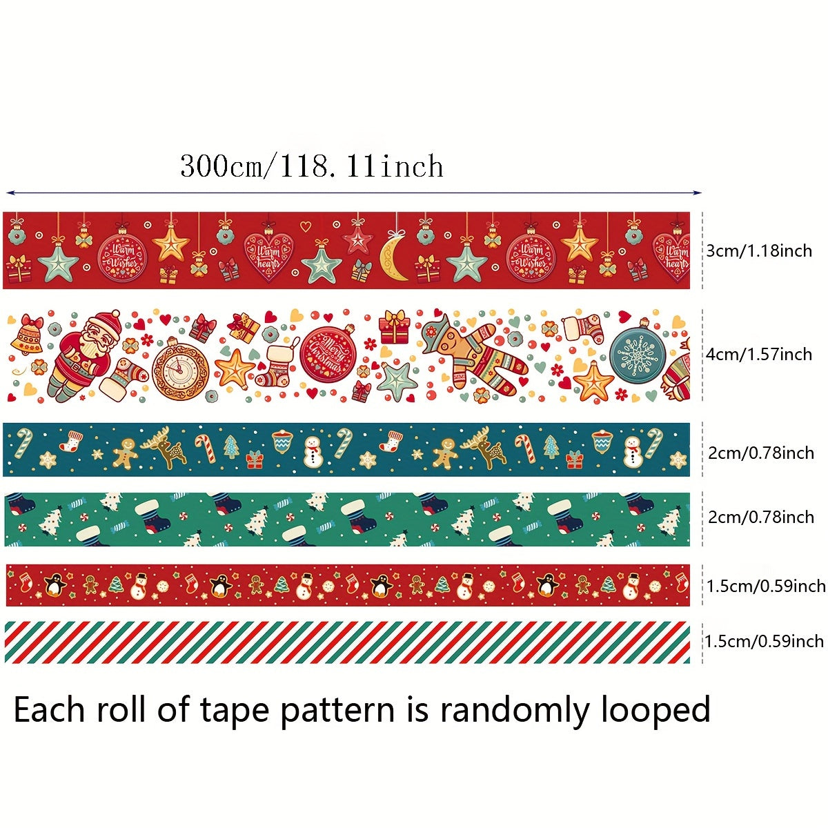 6 Rolls Creative Christmas Washi Tape Planner Decoration Materials