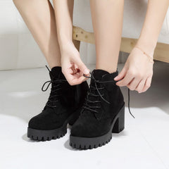 Chunky Heel Lace-up Ankle Boots Side Zip Oktoberfest Shoes