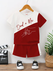 Boys Daddy Me Fists Print Block Outfit
