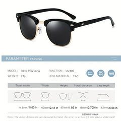 2 Pcs Polarized Sunglasses Semi Rimless Anti Light Eyewear Pack