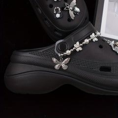 Dark Style Punk Rhinestone Shoe Chain Butterfly Shoe Buckle