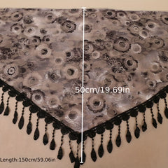 Colorful Embroidered Lace Triangle Scarf Thin Breathable Tassel Shawl
