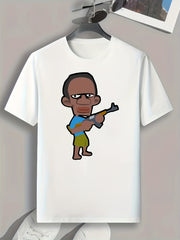 Cartoon Character Print Men's Graphic T-shirt for Summer