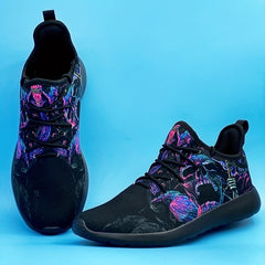 Men's Skull Crow Print Lace Up Casual Shoes Lightweight Non slip Comfy Sneakers