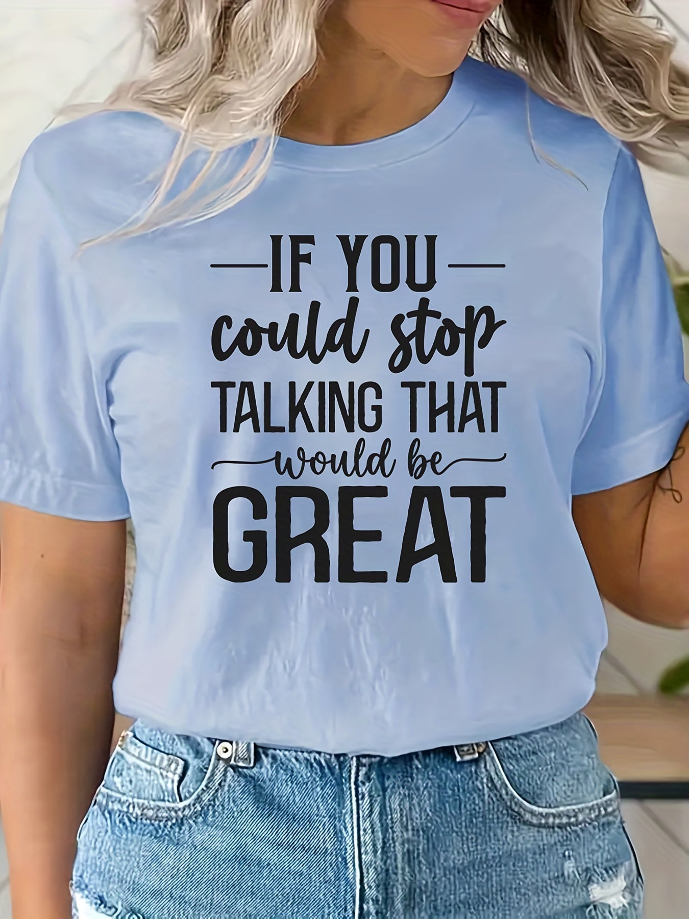 Letter Graphic Tee Round Neck Casual Sports TShirt Women's Summer Tops