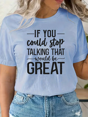 Letter Graphic Tee Round Neck Casual Sports TShirt Women's Summer Tops