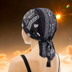Vintage Paisley Print Turban Cap Head Wrap Bandana Lace Up Hat Scarves