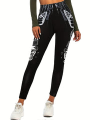 Butterfly Print Skinny Leggings Stretchy Casual Leggings Women's Clothing