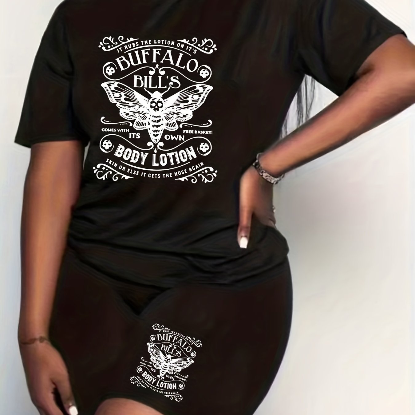 Women's Plus Bee & Letter Print Top & Shorts Set