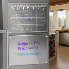 2pcs Acrylic Magnetic Dry Erase Board Calendar For Fridge