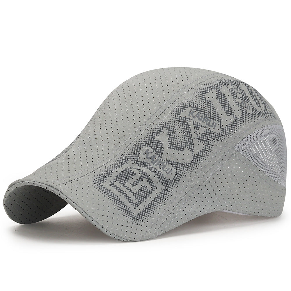 Men's Mesh Printed Forward Hat Thin Mesh Breathable Quick Drying Sunshade Beret