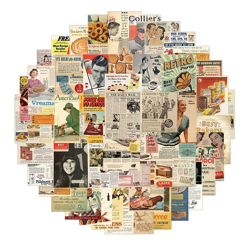 50pcs Classic Retro Posters Doodle Waterproof Stickers DIY Creative Toys