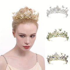 Bridal Pearl Rhinestone Crown Tiara Butterfly Floral Crown Wedding Gift