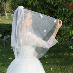 Butterfly Pattern Mesh Veil With Faux Pearl Bridal Hair Accessories
