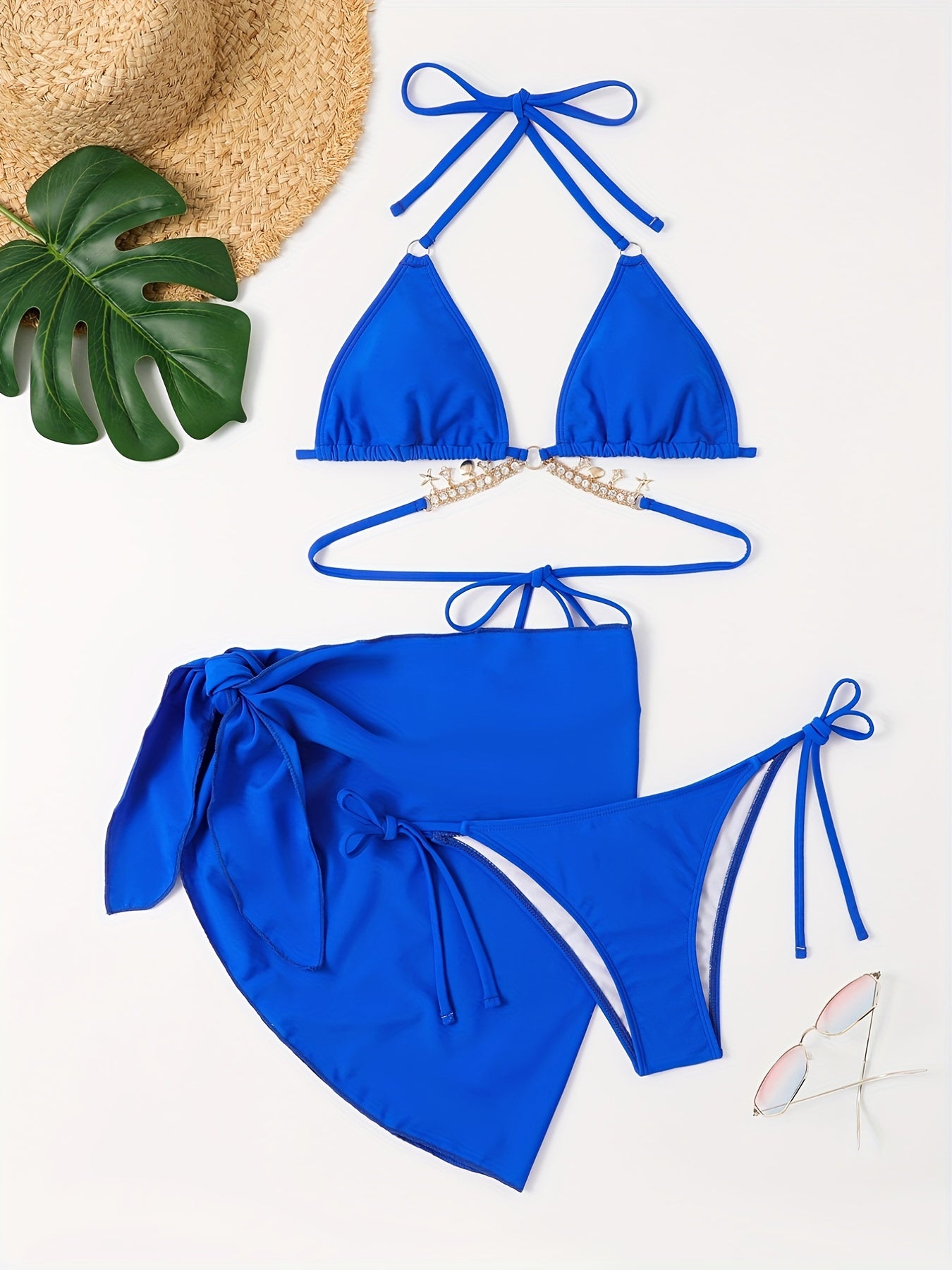 Halter Neck Bikini Set with Triangle Tie Side High Cut Swimsuit
