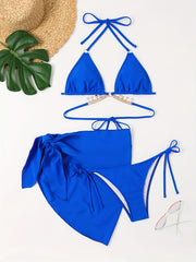 Halter Neck Bikini Set with Triangle Tie Side High Cut Swimsuit