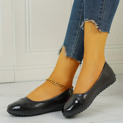 Women's Almond Toe Flat Shoes Soft Sole Faux Leather Comfy Work Flats