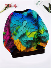 Girls Boys Paint Pigment Pattern Crew Neck Sweatshirt