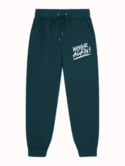 Never Again Print Joggers With Pockets Men s Drawstring Pants