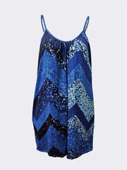 Geometric Print Plus Size Casual Romper with Pockets