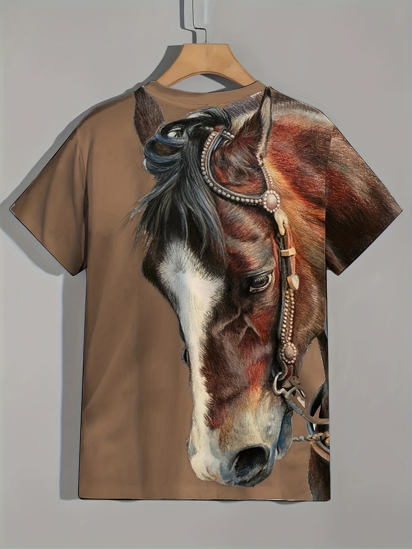 Men's Horse Graphic T Shirt 3D Print Active Stretch Short Sleeve Tee