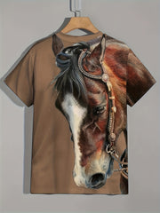 Men's Horse Graphic T Shirt 3D Print Active Stretch Short Sleeve Tee