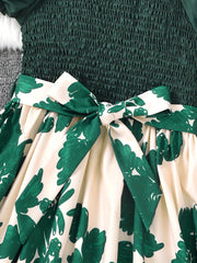 Toddler Girls Puff Sleeve Leaves Graphic Princess Dress