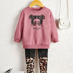 MINI GIRL 2pcs Sweatshirt & Leopard Leggings Set
