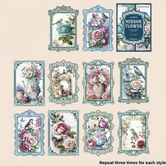 30pcs Mirror Flower Collage Cards Background Paper for DIY Junk Journal