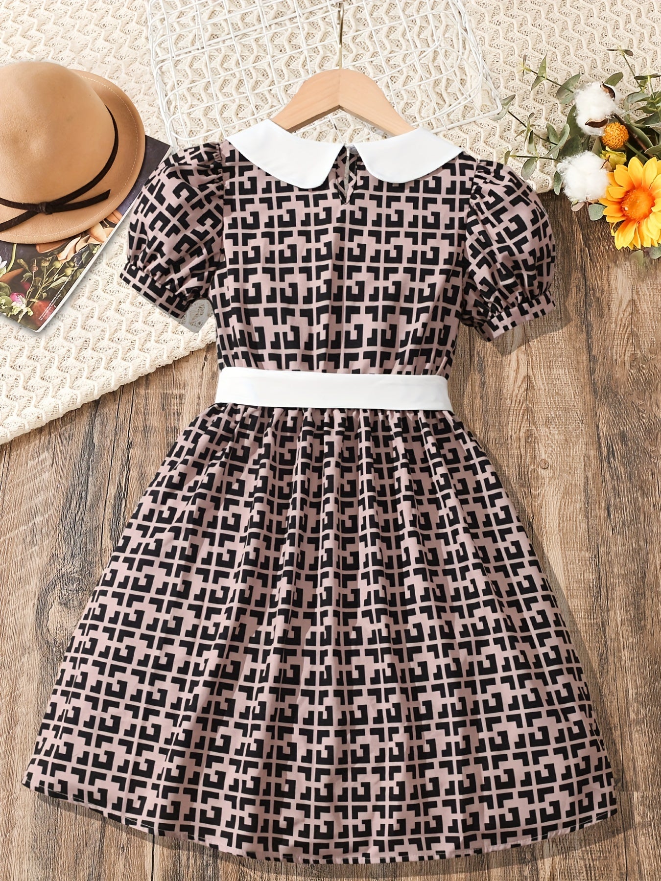 Girl's Plaid Print Tunic Dress Kids Party Dress