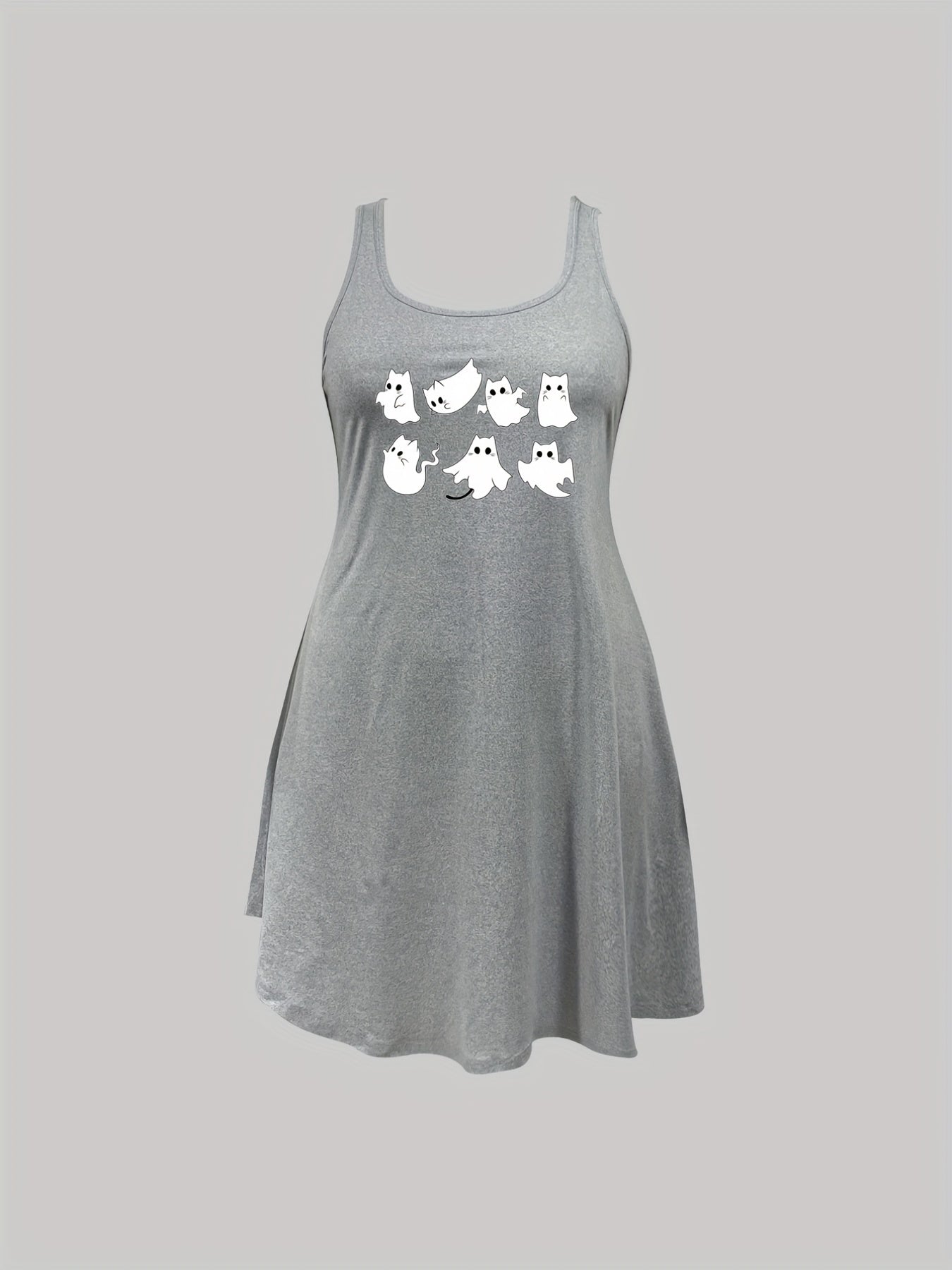 Cat Ghost Print Stretch Sleep Dress