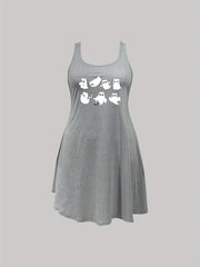Cat Ghost Print Stretch Sleep Dress