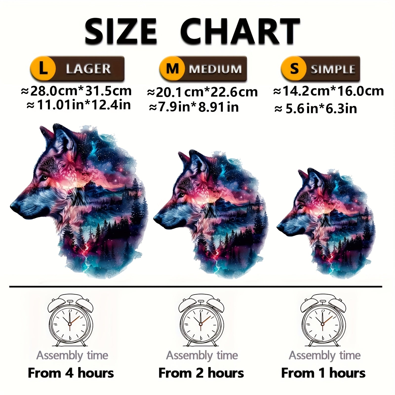 Starry Night Wolf Jigsaw Puzzle with Animal Shapes