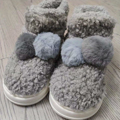 Girls Slip-On Fleece House Shoes Soft Bottom Non-Slip Walking Shoes