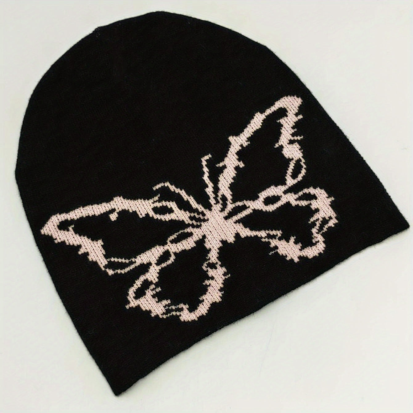 Butterfly Jacquard Beanie Soft Elastic Knit Hat for Women & Men