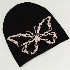 Butterfly Jacquard Beanie Soft Elastic Knit Hat for Women & Men