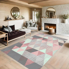 Triangular Pattern Soft Faux Sheepskin Floor Mat Living Room Bedroom Bedside