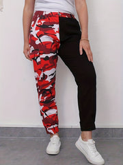 Colorblock Camo High Rise Cargo Jogger Jeans