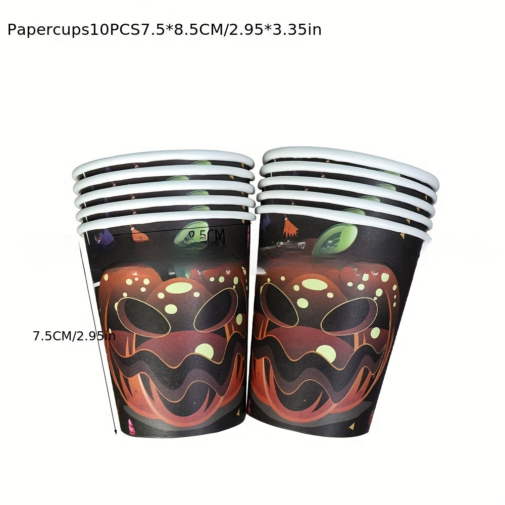 Halloween Party Decoration Paper Plate Fork Spoon Straw Tissue Cup