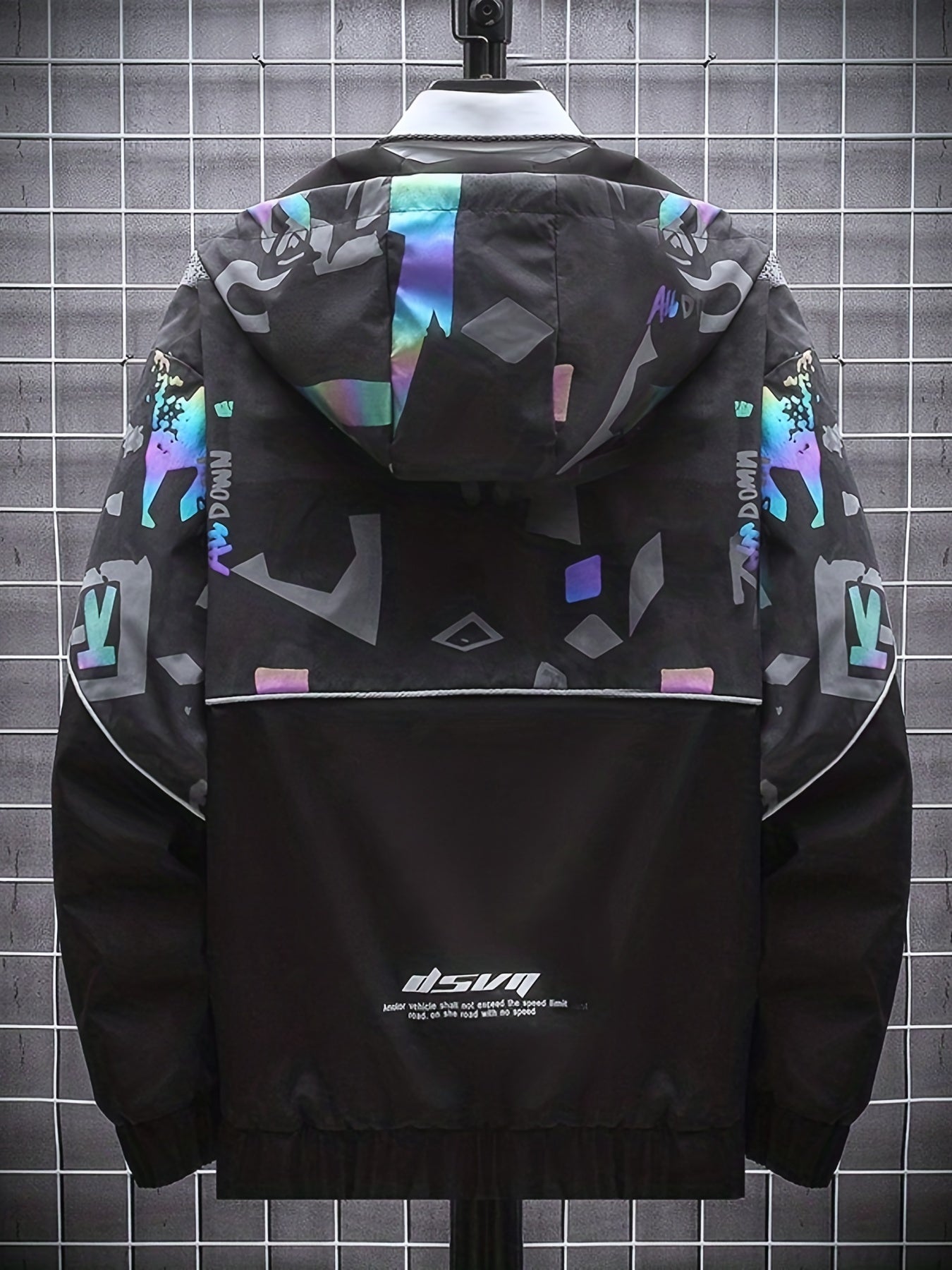 Graphic Pattern Windbreaker Hooded Jacket