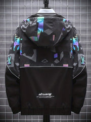 Graphic Pattern Windbreaker Hooded Jacket