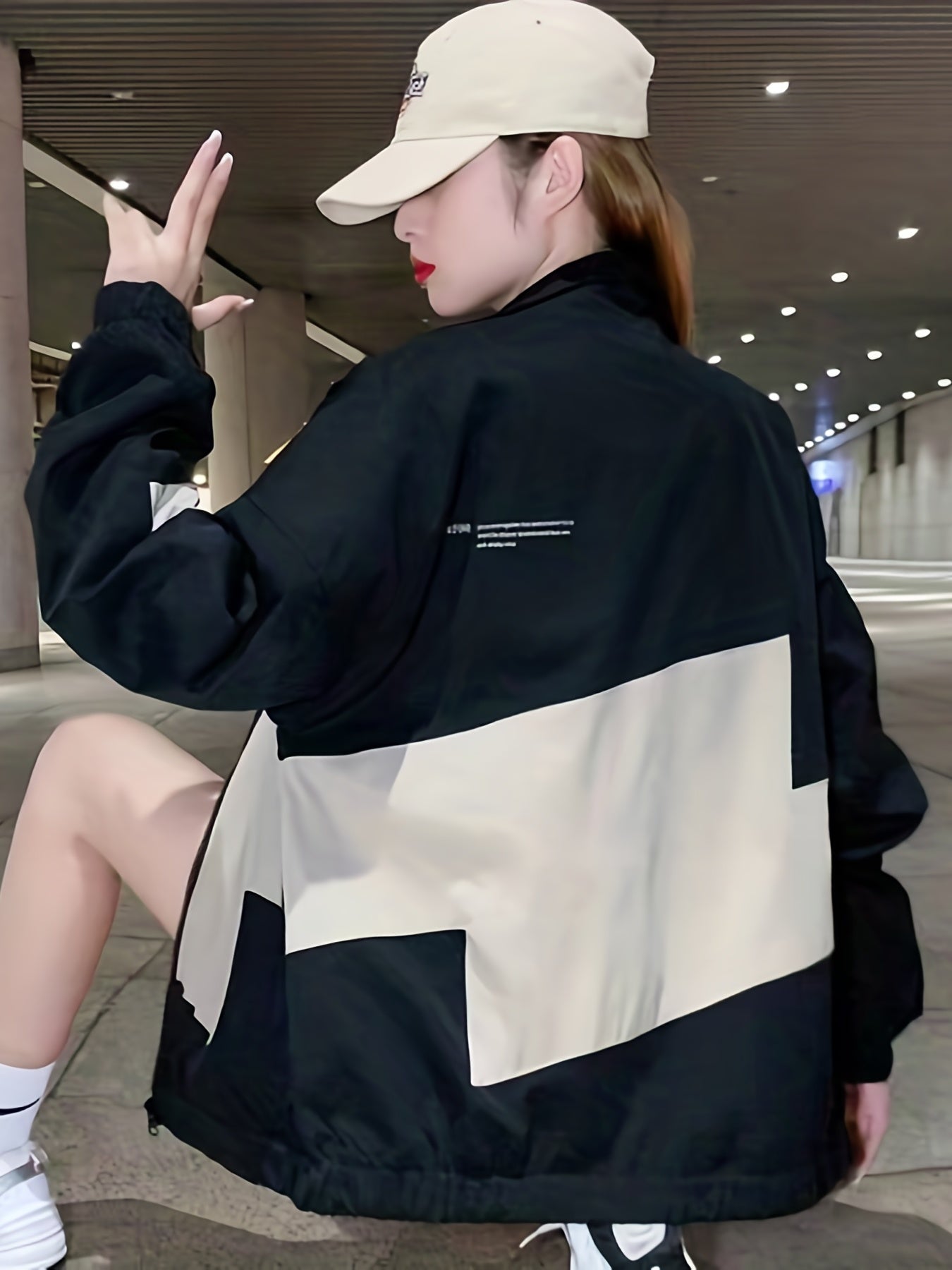 Women's Block Zip Up Jacket for Fall & Winter