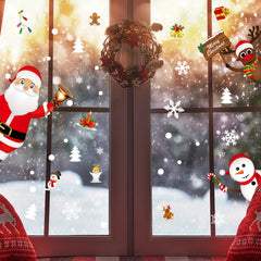 Christmas Window Clings Stickers Santa Snowman Deer Snowflakes Windows Decals