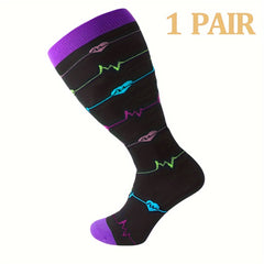 3pairs Plus Size Compression Socks 15-20 mmHg Wide Calf Knee High for Women Men