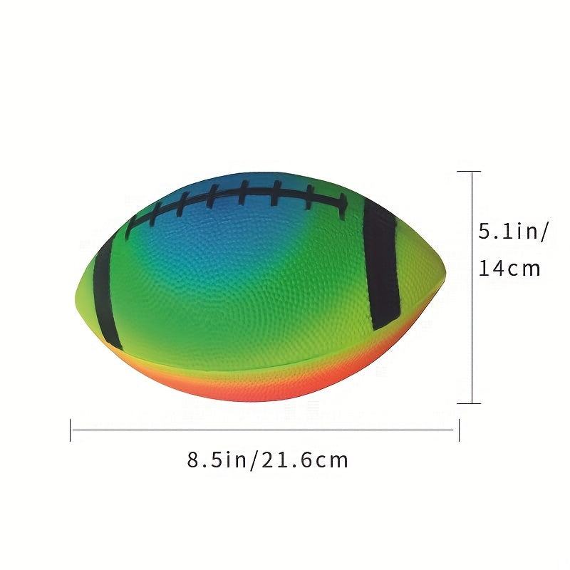 Rainbow PVC Rugby Ball with Pump - Youth Sports Toy